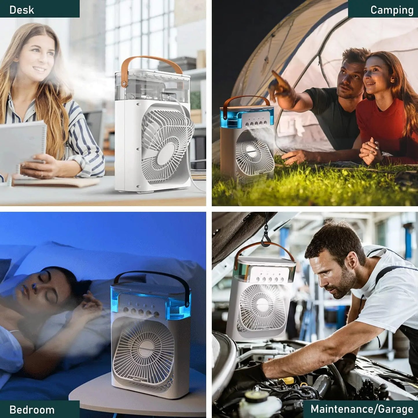 VENTILADOR PORTÁTIL CON HUMIDIFICADOR 3 EN 1